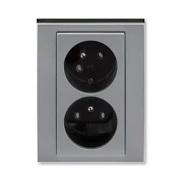 ABB LEVIT Dvojzásuvka 5513H-C02357 69 s clonkami, s natočenou dutinou, IP40, ocelová/kouřová černá Nová Kolekce