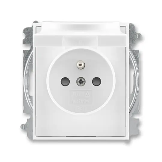 ABB Zásuvka 5519E-A02397 03,jednonásobná, chráněná, s clonkami a víčkem, bezšroubová, Ověřený