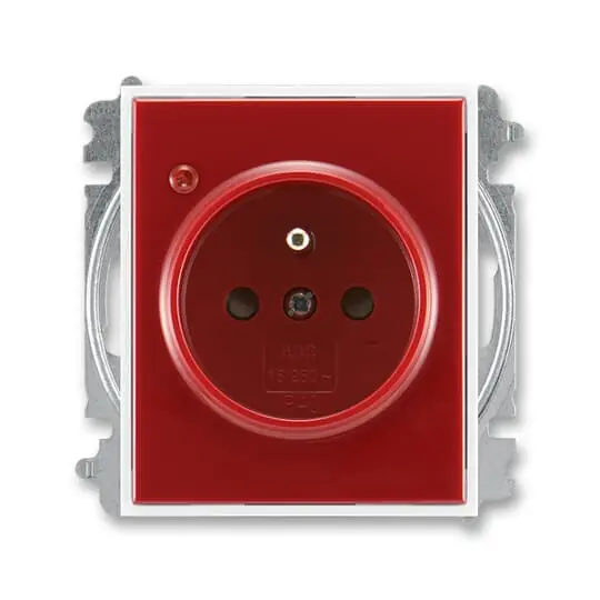 ABB ELEMENT TIME Zásuvka 5599E-A02357 13 s clonkami, s ochranou před přepětím, bezšroubová, karmínová/bílá Exkluzivní